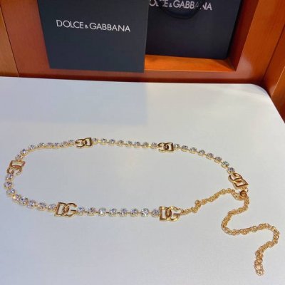 D&G 杜嘉 班纳Dg 徽标与白色水钻腰带精品，