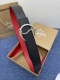 3.8宽Christian 、Louboutin 男士Ricky标志性徽标搭扣黑色腰带红色底，双面牛皮。