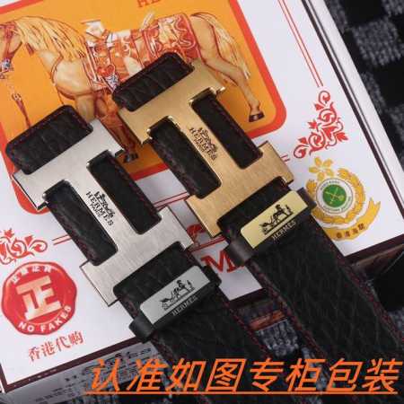 男士腰带：爱马仕··原单· 男士皮带：百分百头层牛皮，保证真皮。24K纯钢扣双面可用专柜同等质量， 送人自用首选 包装： 请认准如图专柜包装，赠 - 点击图像关闭