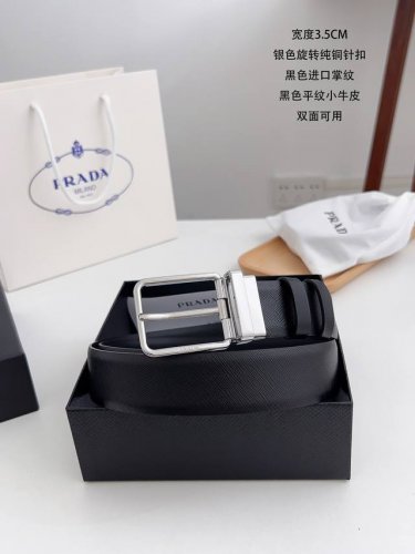 特 普拉达 顶级货品 宽度 3.5Cm 粒面头层小牛皮，精致斜针走线。 意大利芬尼斯油边