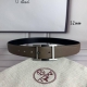 HermèS 爱马仕针扣 原单品质 头层牛皮 灰色荔枝纹搭配黑色平纹 32Mm宽 双面可用 配官网H黑间银扣