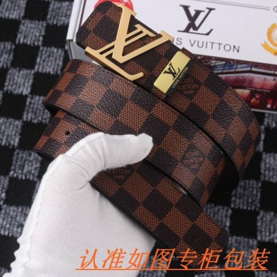 品名：Lv路易斯登原单 材料：百分百头层牛皮，保证真皮。专柜原单品质、做工精细，送人自用首选 包装： 请认准如图专柜包装，赠送打孔器，银联发票，宽度3.8Cm