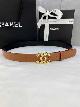 宽度3.0Cm Chanel 香奈儿 进口柔软小牛皮 金 银色花纹金属精品钢扣。 - 点击图像关闭