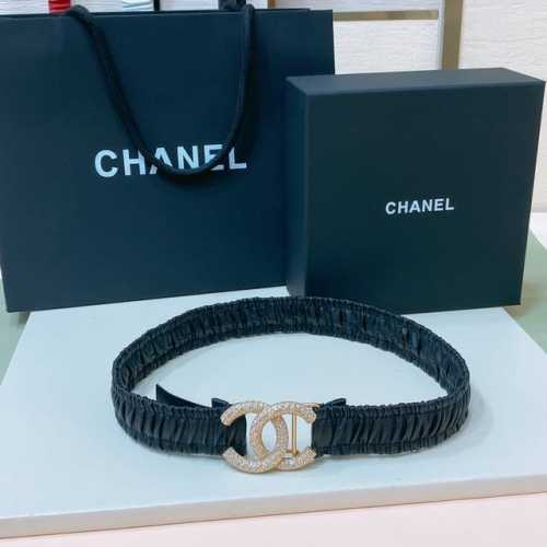 Chanel 24C Cc水钻 黄铜Logo扣 小牛皮 银色金属 与 金色金属 3.0Cm精品 弹力十足 百搭 优雅 码数含扣S=65Cm总长可用75、80、8