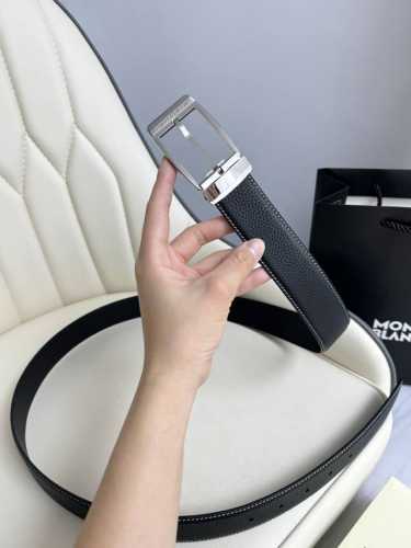 特 Montblanc万宝龙 宽3.5Cm 采用头层牛皮 精品针式扣头 自由裁剪商务休闲
