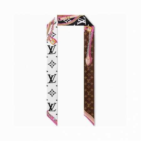 Ultimatemonogrambb束发带飘带 为Monogram图案融入链条、饰带和挂锁图案，彰显皮具系列悠久传承。撞色边缘丰富设计层次，令夏日造型展露潮流个 - 点击图像关闭