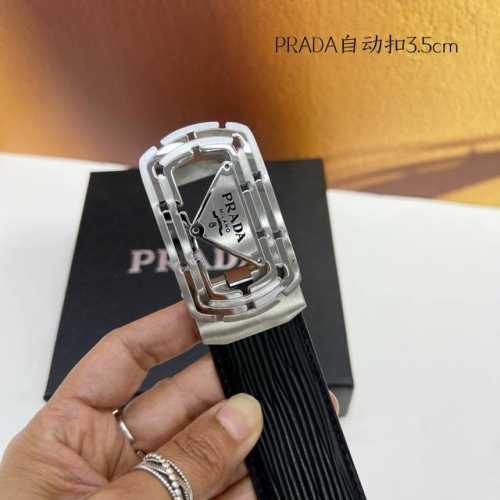 特 品牌： Pr Ada 新款进口小牛皮，手感细腻柔软。搭配纯钢自动精品钢扣，宽度：3.5Cm