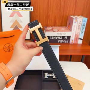 1带1扣 1带2扣 爱马H家 双扣版 1带2扣 正版开模 此款腰带双面采用原厂牛皮带身，精密电镀标志性五金搭扣 对版专柜。3.8Cm 如需木盒40