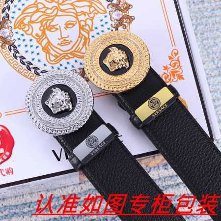 品名：Versace.范思哲原单 材料：百分百头层牛皮，保证真皮。24K纯钢扣双面可用专柜同等质量， 送人自用首选 包装： 请认准如图专柜包装，赠送打孔器，银联 - 点击图像关闭