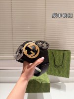 钢扣 高版本！腰带 Gucci牛皮皮带～热门款 男女通用皮带里面最火的版本啦～质量很好 全套包装！五金绝对不褪色 皮带头和专柜一样的哦～ 配礼盒手提袋发票