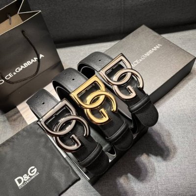 特 DG。 宽4.0cm DOLCE GABBANA杜嘉班纳DG新品DG头牛皮简约百搭男士皮带腰带