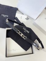 特 赛琳、Taurillon 中腰 金色饰面金属件 钩扣 每个中央方形金属件上均镌刻Celine Paris标识。 可调节均码腰带，配滑扣。