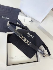 特 赛琳、Taurillon 中腰 金色饰面金属件 钩扣 每个中央方形金属件上均镌刻Celine Paris标识。 可调节均码腰带，配滑扣。