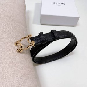 特 Celine 压小花 Triomphe中号Triomphe压印天然牛皮革腰带 2.5Cm 最新款