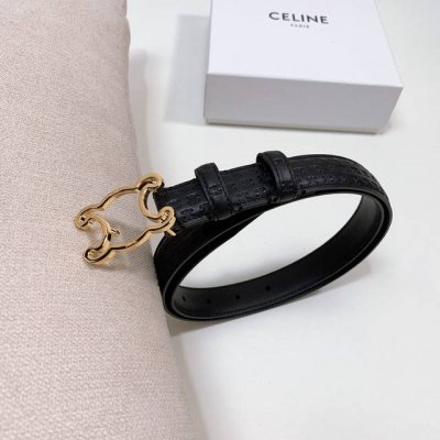 特 Celine 压小花 Triomphe中号Triomphe压印天然牛皮革腰带 2.5Cm 最新款