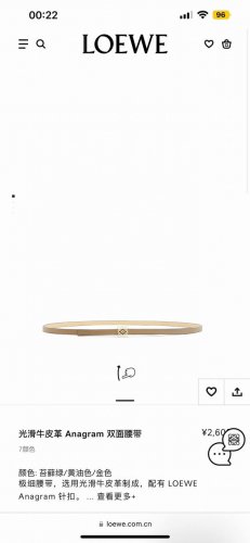 Loewe 罗意威 专柜新款 女士极细腰带 宽0.8Cm 这款选用柔软光滑牛皮制成，灰色配米色 双色设计双面使用，Anagram精品搭扣五金。