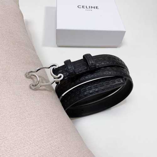 特 Celine 压小花 Triomphe中号Triomphe压印天然牛皮革腰带 2.5Cm 最新款