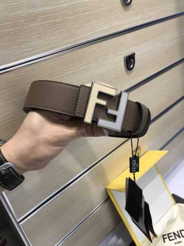 配送专柜包装 打孔针 特批p 新款 Fd 宽38Mm 支持nfc 芯片扫描，标志造型宽皮带，原版立体双层间 沙黑色铆钉扣，进口原版荔枝纹配制小牛皮制成，镀金表面