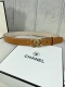 宽度3.0Cm Chanel 香奈儿 进口柔软小牛皮金 银色花纹金属logo花纹钢扣。