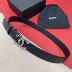 Chanel 24C 链条 水钻 字母logo铜扣 小牛皮腰带 双面头层牛皮 3.0Cm 独家！