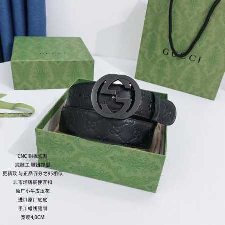 Gucci古奇皮带 压花系列，3.8Cm宽 永恒不变的经典之作。原版压花配专柜同款五金，品质可见！ - 点击图像关闭