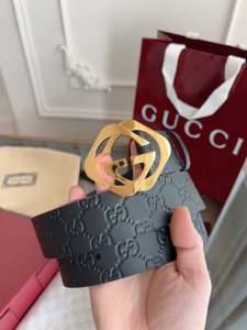Gucci.古驰 全套包装 3.8Cm进口小牛皮压花, 专柜正品1:1完美复刻. 原版底皮, 采用热压印技术的Gucci Signature皮革精制而成，触感厚
