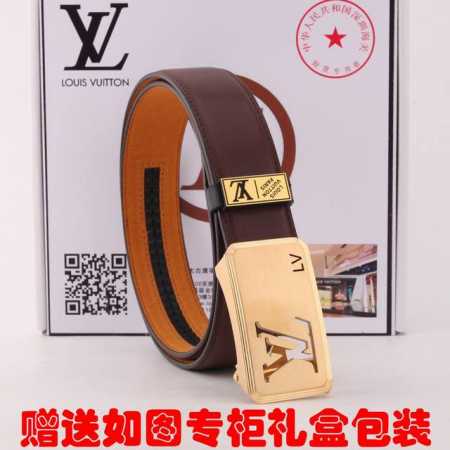 皮带：Lv..路易..威登自动扣 腰带：百分百头层牛皮，保证真皮。24K纯钢扣自动带身专柜同等质量， 送人自用首选 包装： 请认准如图专柜包装，赠送打孔器，银联 - 点击图像关闭