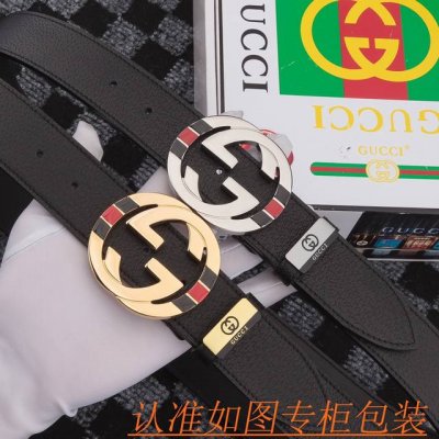 品名：古奇皮带gu...Cci原单腰带 材料：百分百头层牛皮腰带，保证真皮皮带，专柜原单品质、做工精细，送人自用首选 包装： 请认准如图专柜包装，赠送打孔器，银