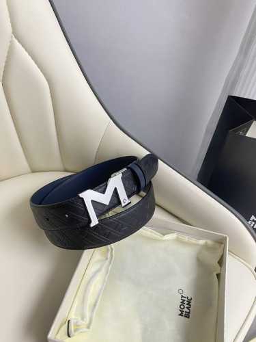 Montblanc万宝龙 宽3.5Cm 采用头层牛皮 精品针式扣头 自由裁剪商务休闲皮带