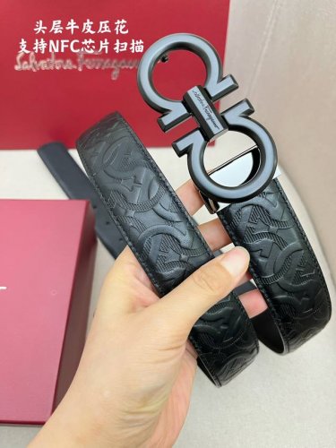 特 Ferragamo.菲拉格慕 全套包装 支持Nfc扫码 宽度3.5Cm 高级定制款男士皮带 双面进口牛皮 可双面使用 自行选择搭配 真材实料 很有质感 时尚