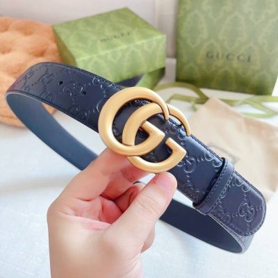 特 Gucci 古奇经典款，双面原厂小牛皮压花搭配精品五金腰带，正品规格 3.8Cm