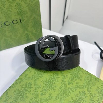 Gucci 774153 92TIN 水晶暗黑GG Supreme PVC老花 内衬进口专用底料 宽度4.0cm 互扣式双间色双G搭扣