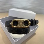 Celine猪鼻子凯旋门扣女士腰带 Yc白花意大利进口小牛皮 树膏夹层搭配复古色铜扣 宽度2.5Cm