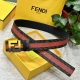 特 片装1 Fendi 芬迪 专柜同款 宽4.0Cm 双环正反用腰带 Ff按钉搭扣 黑色cuoio Romano皮革材质 反面面料带有烟草黄和黑色ff图案 四方