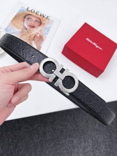 顶级原单复刻版 ，配送专柜全套礼盒包装进口原厂头层牛皮皮带 Ferragamo.菲拉格慕 支持nfc扫码 宽度3.5Cm 高级定制款男士腰带 双面进口牛皮 可双