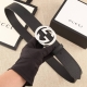 宽度4.0Cm Gucci 小牛皮腰带采用热压制作，以获得野猪皮效果，营造织纹外观。饰以标志双 G 带扣 黑色皮革黄铜金属配件