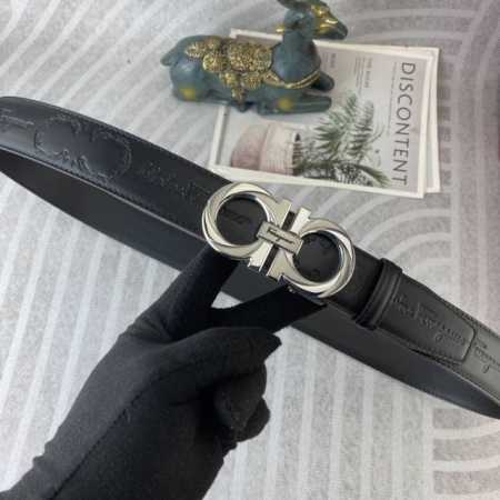 菲拉格慕 特种皮腰带自动带系列 ，原厂五金精品不锈钢扣，手感柔软舒适 宽3.5Cm。 - 点击图像关闭