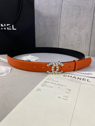 宽度3.0Cm Chanel 香奈儿 荔枝纹牛皮支持nfc芯片官方网站链接扫码验证、金 银 色镶钻钢扣。