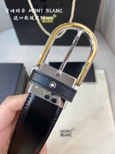 montblanc万宝龙 宽3.5Cm 采用头层牛皮 精品针式扣头 自由裁剪商务休闲皮带