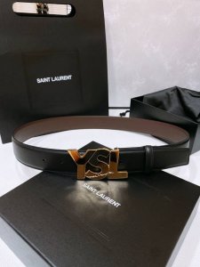 Salnt.Laurent.Paris. Y S L复古铜扣. 简单百搭！双面头层小牛皮 手感柔软细腻 3.4Cm