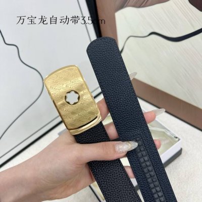 品牌： 万宝龙 新款进口小牛皮，手感细腻柔软。搭配纯钢自动精品钢扣，宽度：3.5Cm