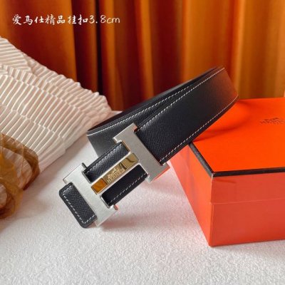 高端品质，实物拍摄 批￥ 配全套礼盒 ： 爱马仕 Hermes 原单爱马仕，宽3.8Cm手掌纹原版皮带身，双面可两面用，精品电镀五金 ！
