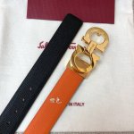Ferragamo 25Mm金属Gancio双扣，女士双面牛皮，质感十足 独特复古风格 时髦中带着随性和酷感 .支持芯片扫码