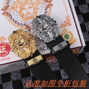 品名：范思哲 原单 材料：百分百头层牛皮，保证真皮。专柜原单品质、做工精细，送人自用首选 包装： 请认准如图专柜包装，赠送打孔器，银联发票，宽度3.8Cm