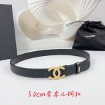 特 3.0Cm 香奈儿腰带，双面头层牛皮皮料，长度：.75.80.85.90.95.100欧，铜五金字母扣原版开模定制庆祝]