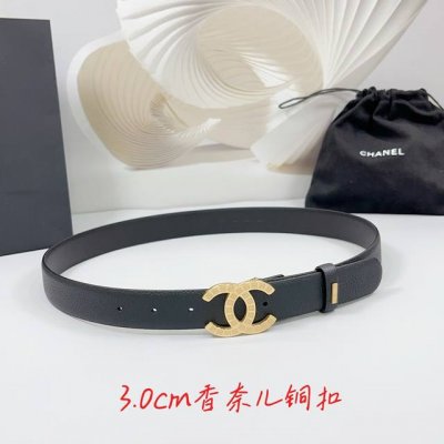 特 3.0Cm 香奈儿腰带，双面头层牛皮皮料，长度：.75.80.85.90.95.100欧，铜五金字母扣原版开模定制庆祝]