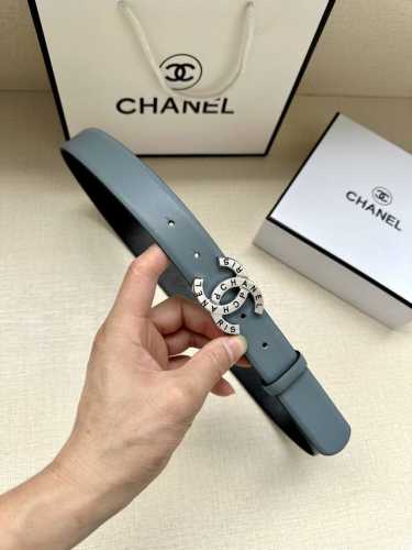 特 宽度3.0Cm Chanel 香奈儿两面原版碰纹牛皮搭配金 银色精品五金配件！