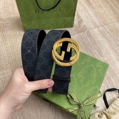 Gu～Cci G～G Supreme高级人造帆布，可分解材料，配以黑色皮革滚边，搭配双G带扣，4厘米宽 顶级 原单120