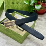 自动扣腰带］Guccl宽3.5Mm 双面进口头层牛皮制作 搭配经典钢扣 真材实料 时尚经典 做工精致 高端男士皮带 长度可裁剪100 125