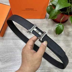 自动扣腰带］Hermes爱马仕宽3.5Mm 双面进口头层牛皮制作 搭配经典钢扣 真材实料 时尚经典 做工精致 高端男士皮带 长度可裁剪100125